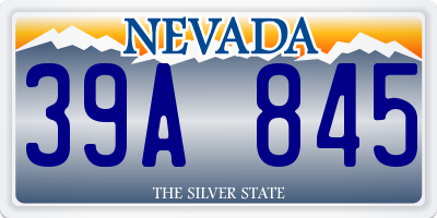 NV license plate 39A845