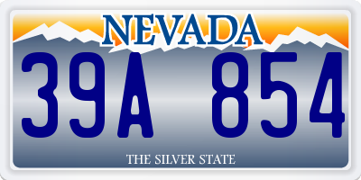 NV license plate 39A854