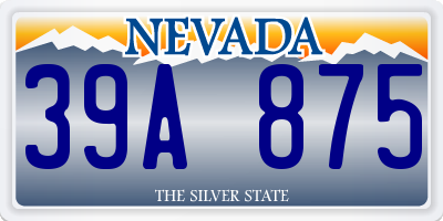 NV license plate 39A875