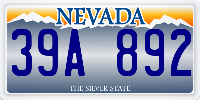 NV license plate 39A892