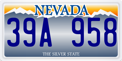 NV license plate 39A958