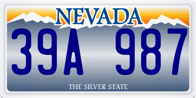 NV license plate 39A987