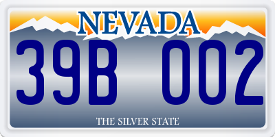 NV license plate 39B002