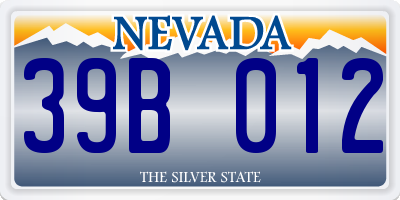 NV license plate 39B012