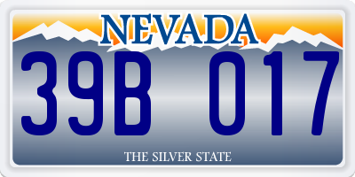 NV license plate 39B017