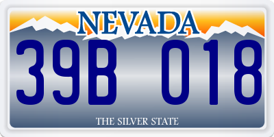 NV license plate 39B018
