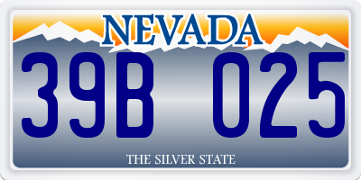 NV license plate 39B025