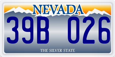 NV license plate 39B026