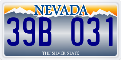 NV license plate 39B031