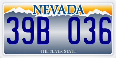 NV license plate 39B036