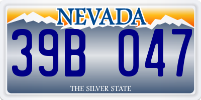 NV license plate 39B047