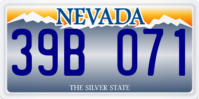NV license plate 39B071