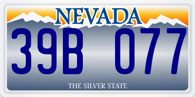 NV license plate 39B077