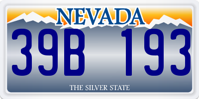 NV license plate 39B193