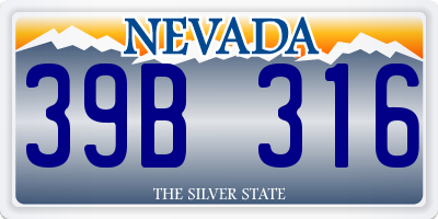 NV license plate 39B316
