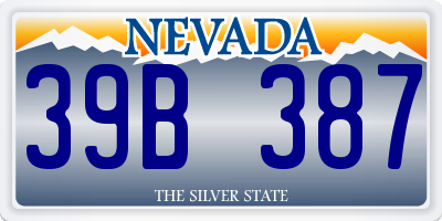 NV license plate 39B387