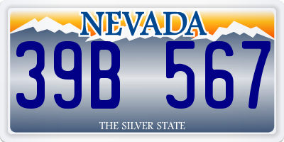 NV license plate 39B567