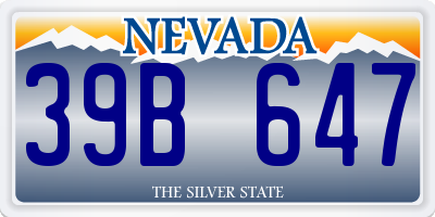 NV license plate 39B647