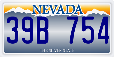 NV license plate 39B754