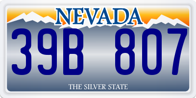 NV license plate 39B807