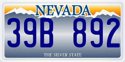 NV license plate 39B892