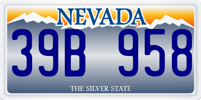 NV license plate 39B958