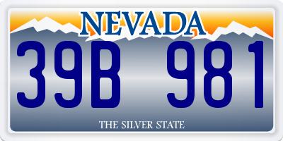 NV license plate 39B981