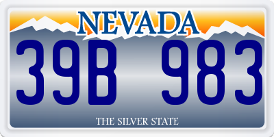 NV license plate 39B983