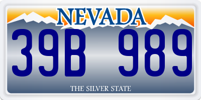 NV license plate 39B989