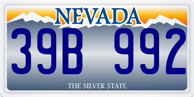 NV license plate 39B992