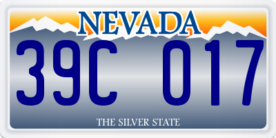 NV license plate 39C017