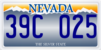 NV license plate 39C025