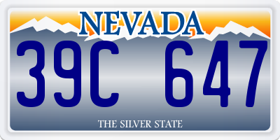 NV license plate 39C647