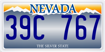 NV license plate 39C767