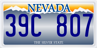 NV license plate 39C807