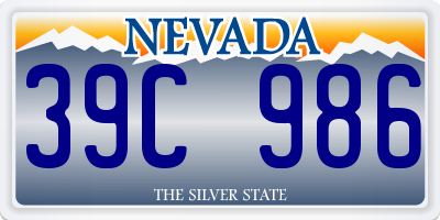 NV license plate 39C986