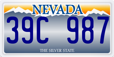NV license plate 39C987