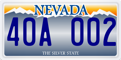 NV license plate 40A002