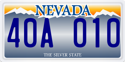 NV license plate 40A010