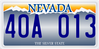 NV license plate 40A013