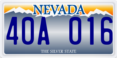 NV license plate 40A016