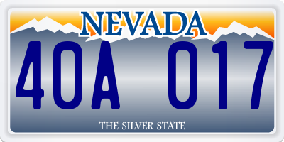 NV license plate 40A017