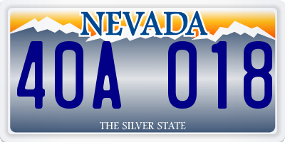 NV license plate 40A018