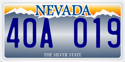 NV license plate 40A019