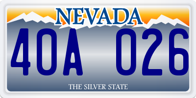 NV license plate 40A026