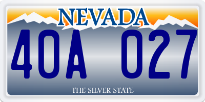 NV license plate 40A027