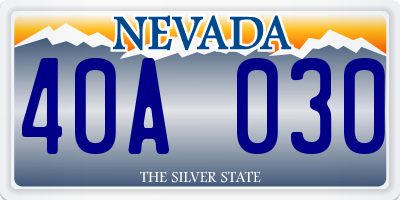 NV license plate 40A030