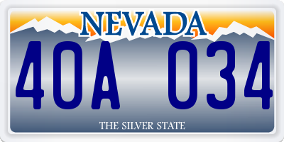 NV license plate 40A034