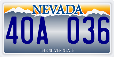 NV license plate 40A036