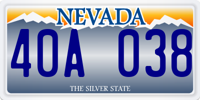 NV license plate 40A038